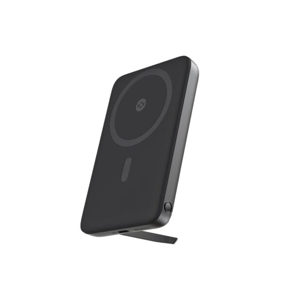 a black rectangular device with a round device on a stand