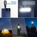 Batterie Portable Haute Capacité 60000mAh 6 cordon et lampe